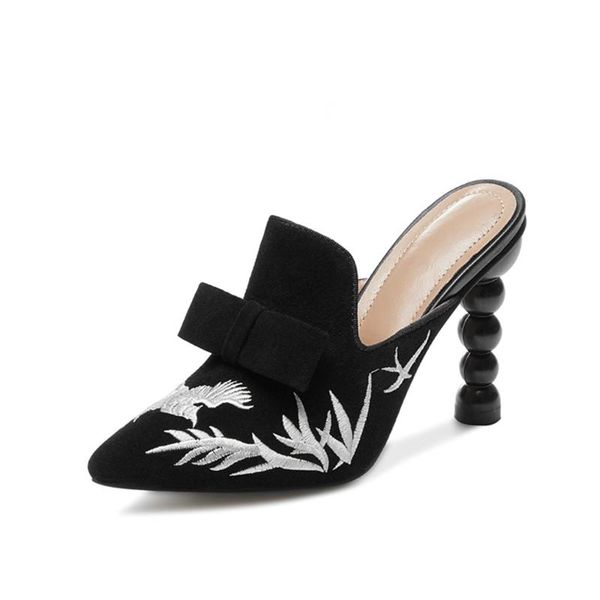 

dress shoes 2021 summer big size 43 pointed toe ankle strap high heels sandals platform wedding slippers woman ladies, Black