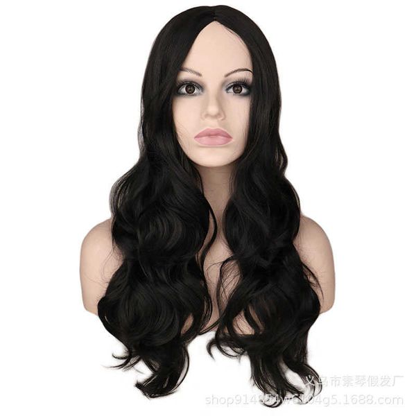 

zhongfen scalp black long curly animation wig stage performance cos female hair