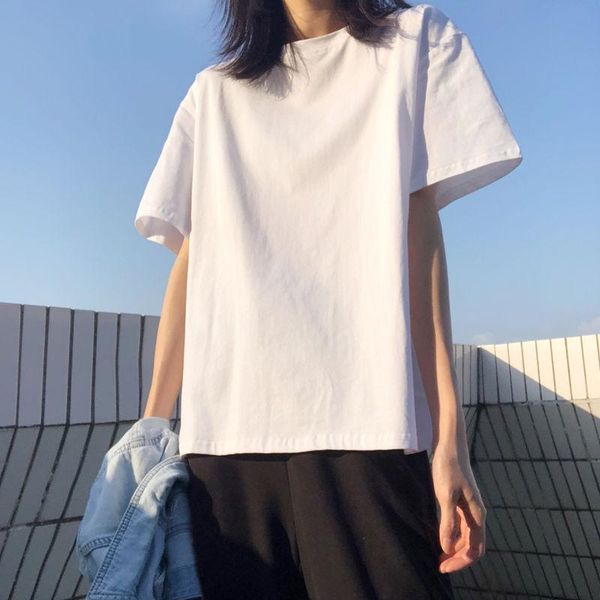 

women's t-shirt cotton white short sleeve loose summer