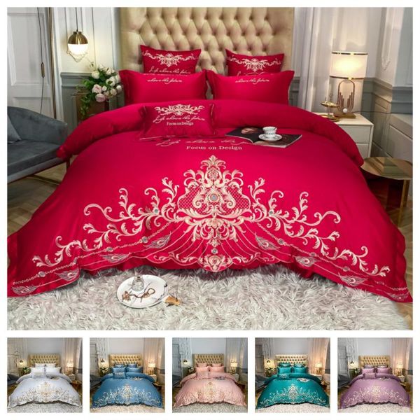 

bedding sets luxury 4pcs 100% cotton set solid duvet cover 1 quilt + flat sheet 2 pillowcases  king