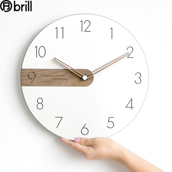 

nordic modern simple wall clock mechanism silent fashion clocks home decor hanging wooden decoration living room