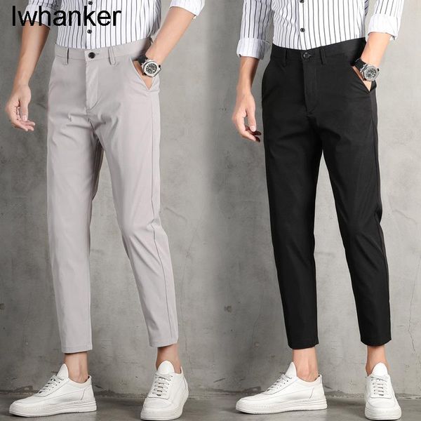 

men's jeans pencil nine point slim net red business suit casual trousers leg elastic pants men, Blue