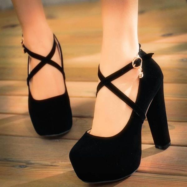 

dress shoes sarairis 2021 big size 43 cross-strap women pumps platform 12cm high heels elegant party wedding woman, Black