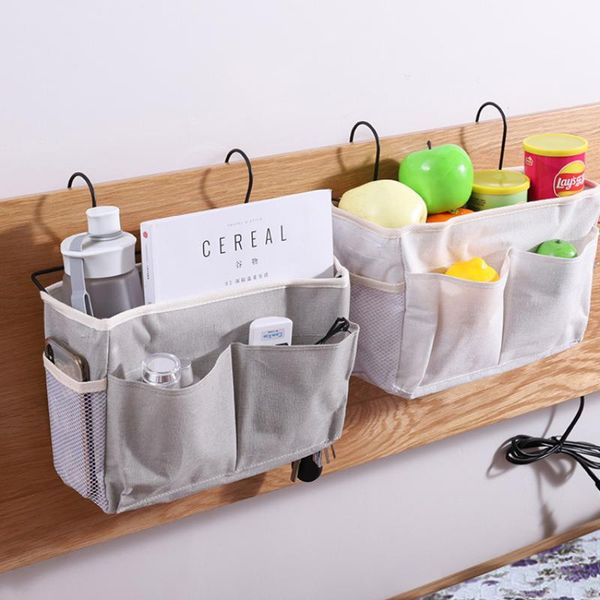 

storage bags bedside bag canvas hanging organizer pocket home student dormitory bathroom office table kitchen basket