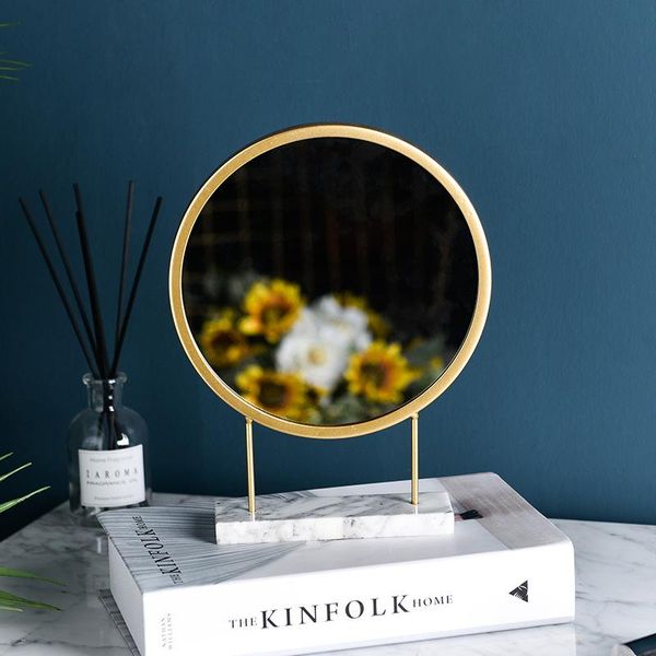 

mirrors 1pc nordic portable marble makeup mirror stand simple mini deskround home decor