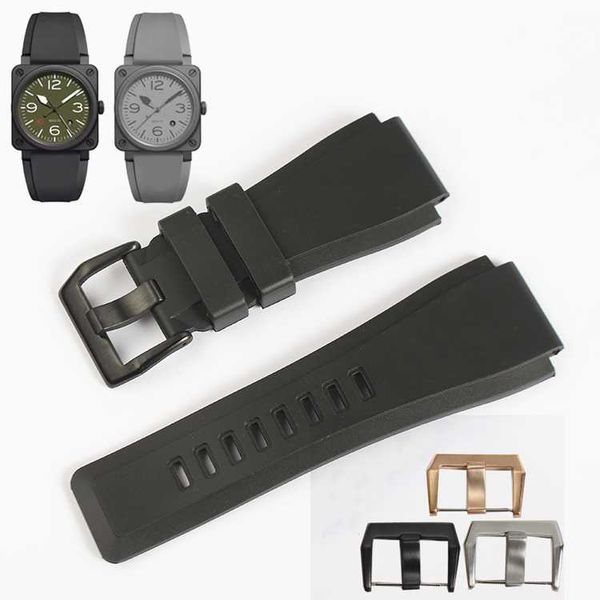 

watch bands silicone rubber band 34mm x 24mm for bell series br01 br03 strap watchband bracelet belt ross, Black;brown