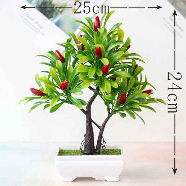 

24x25cm 16heads green small tree artificial vegetables chilli white potted bonsai home garden bedroom decoration fake plants decorative flow