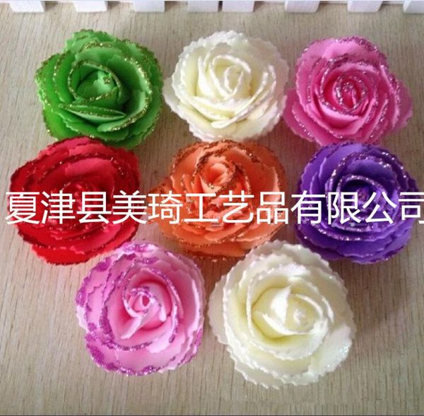 

decorative flowers & wreaths factory direct sale 7cm artificial pe rose flower head spray gold pink serrated cartoon bouquet material