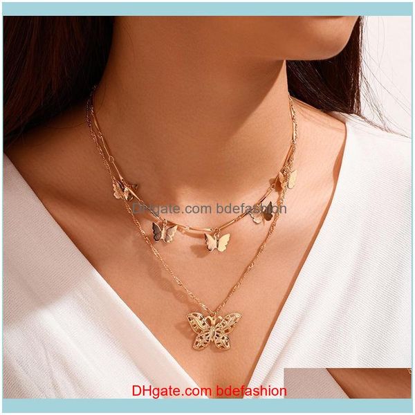 

necklaces & pendants jewelrymulti-layer necklace fashion metal three-nsional aessories butterfly clavicle chain choker pendant chokers drop, Golden;silver