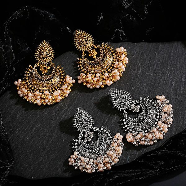 Nappa in metallo Jhumka Orecchini pendenti etnici indiani Gioielli di moda Piercing Boemia Orecchini Vintage Women Party Jewelr