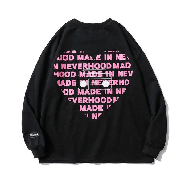 

jitter lovers, the same literary tiktok love printed sweater terry, men and women ins, Black