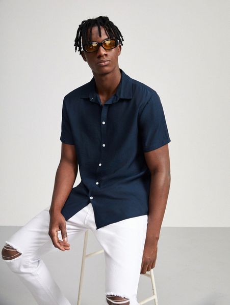 

men textured button front shirt 85nk#, White;black