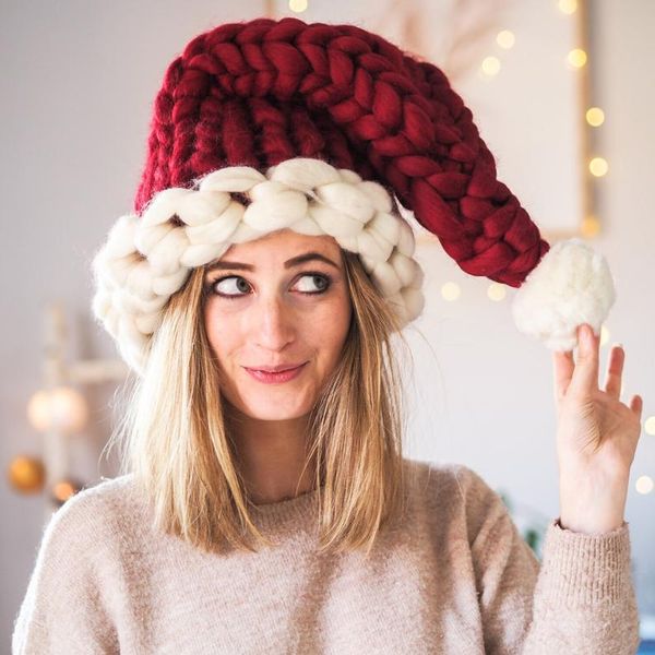 Cappelli natalizi Donna Bambini Inverno Lana morbida lavorata a maglia con cappellini a sfera Babbo Natale Famiglia Bambini Cappello regalo per capodanno adulto