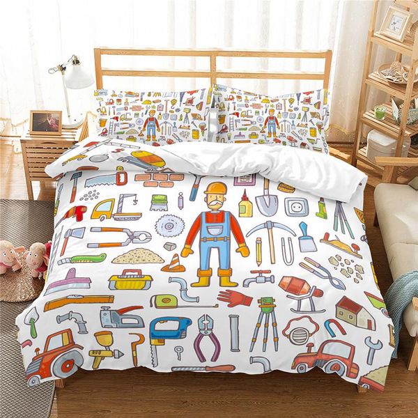 

bedding sets 3d construction drawing 2/3pcsy set cartoon children's home textile