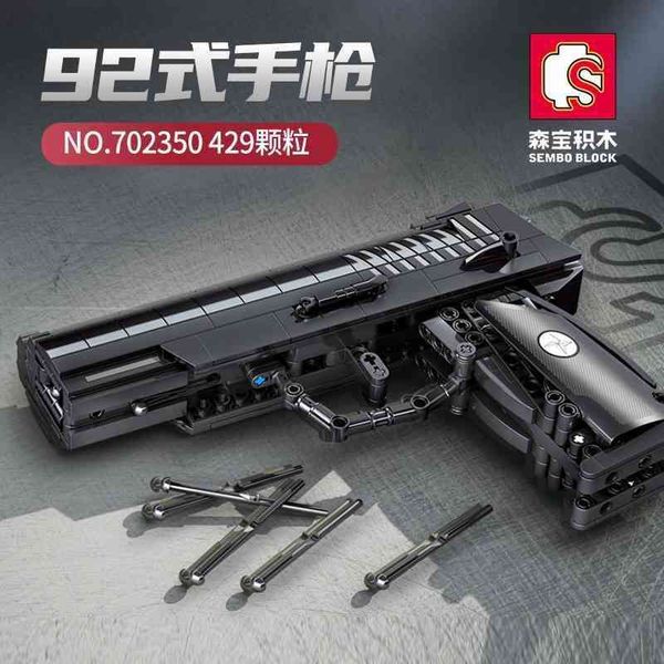 

god senbao 702350 gun can fire 92 pistol model children's assembled building block toy boy's gift