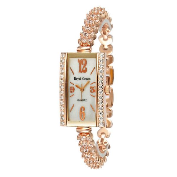 

wristwatches royal crown lady women's watch japan quartz jewelry hours fine fashion setting crystal bracelet luxury rhinestones girl gi, Slivery;brown