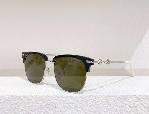 

0918 square sunglasses gold-rimmed half frame glasses/green lens cchiali da sole sun glasses with box, White;black