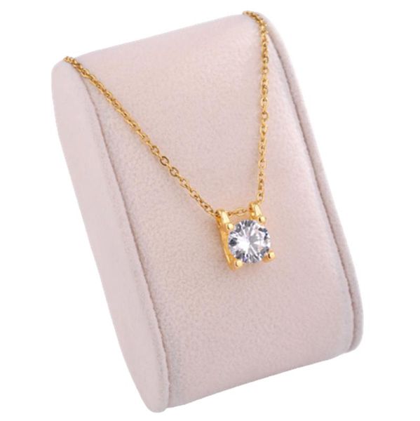 

pendant necklaces simple four-claw single zircon female wild temperament titanium steel necklace no fade, Silver