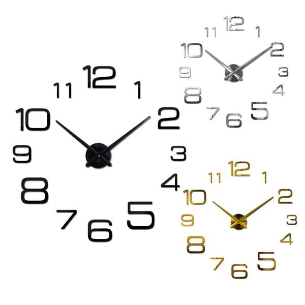 

wall clocks 3d clock stickers,diy frameless for living room office kitchen decor