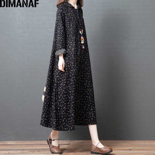 

plus size women dress vintage long sleeve prairie chic lady vestidos cotton loose floral print spring clothing 210531, Black;gray