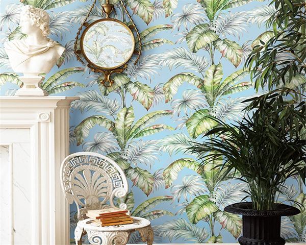 

wallpapers wellyu southeast asian style wallpaper tropical rainforest banana leaf bedroom living room tv background wall 3d