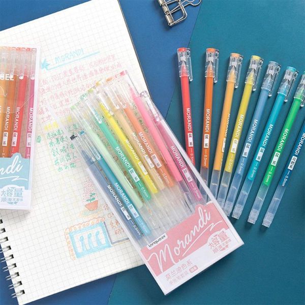 

gel pens 9pcs creative cute morandi simple small fresh pen kawaii quick drying cap neutral marker journal supplies