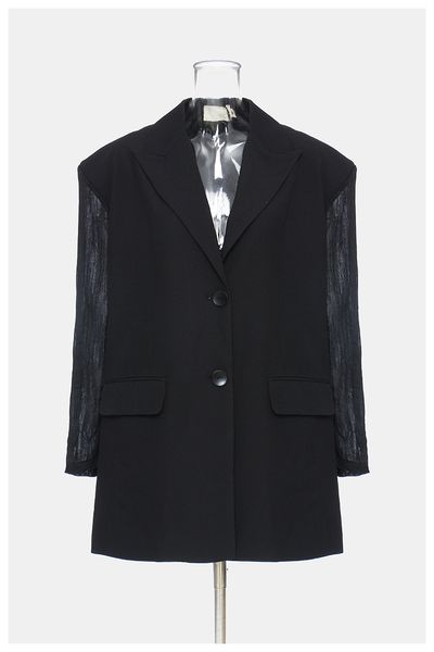 

glove with no back lace up to blazer jacket, Black;brown