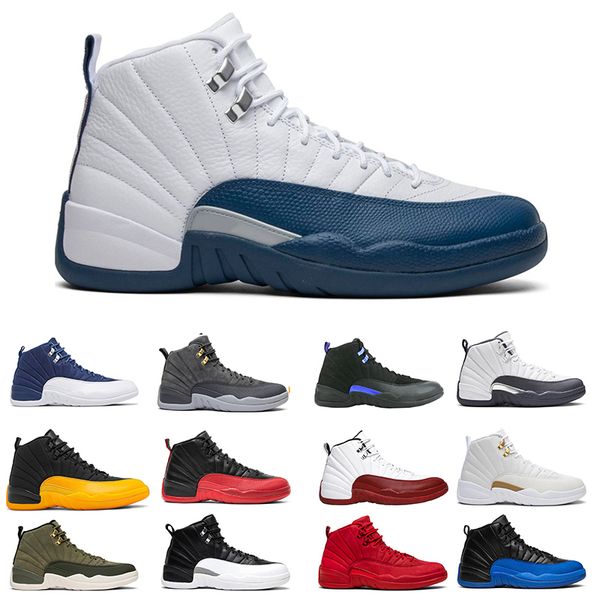 

men basketball shoes 12s university gold dark grey flu game white michigan sneakers mens sport trainer online sale