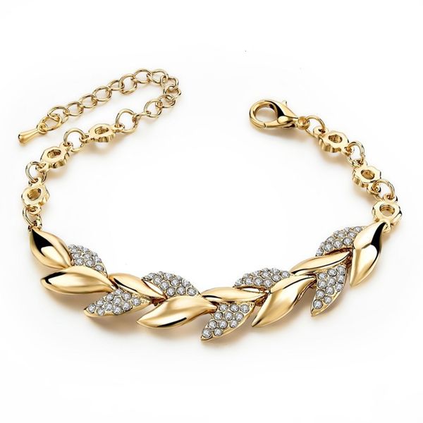 

hand catenary gold leaf bracelet and diamond inlaid lady's bracelet, Black