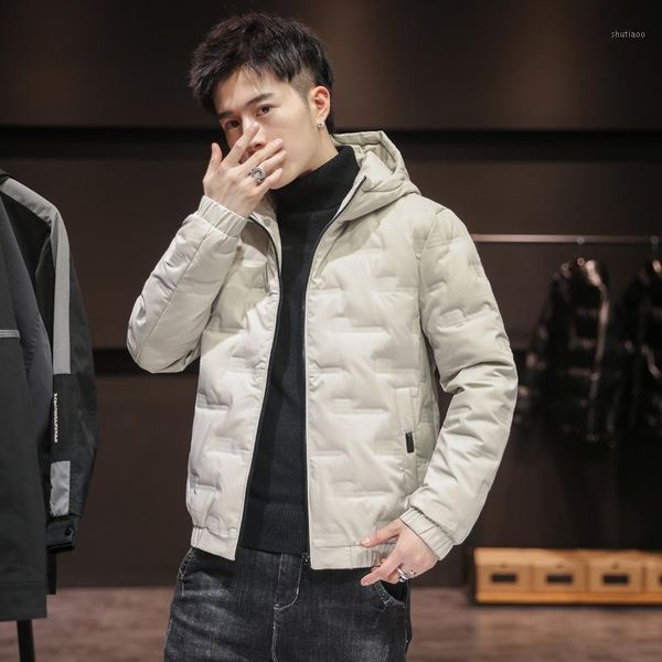 

men's jackets cotton padded clothes lightweight short 2021 winter trend thickened hoodie, Black;brown