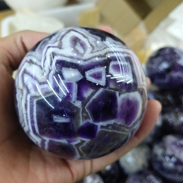 

decorative objects & figurines large size high polished dogtooth amethyst chevron-amethyst banded dream sphere ball healing