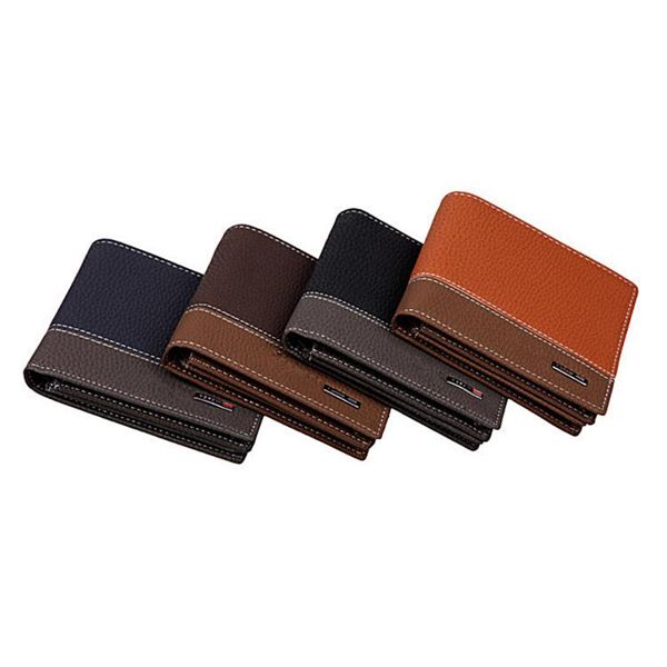 

wallets fashion short men quality soft section spell leather design wallet casual style 3 colors holder purse, Red;black