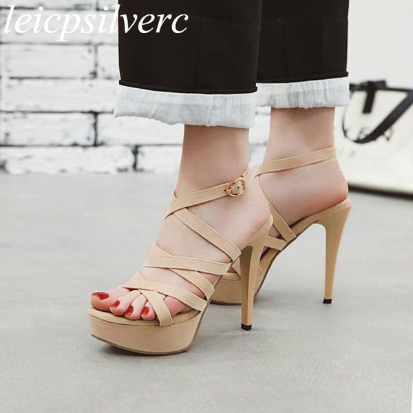 

women's sandals super high heel buckle peep toe thin platform 2021 fashion sweet party black pink big size 34-43