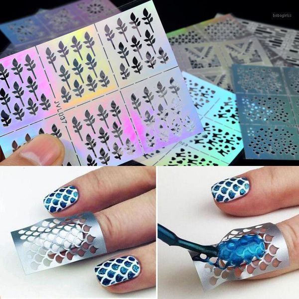 

1pc hollow out nail art diy tips transfer stickers accessories with packaging sticker manicure decal decoration1, Black