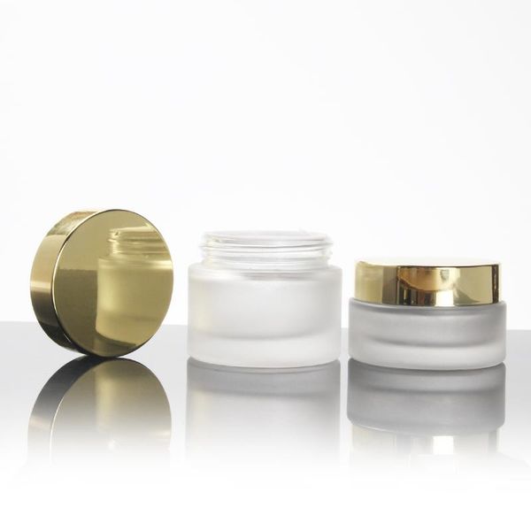 

storage bottles & jars 20g frosted/blue glass cream with gold lid 50ml cosmetic container skin care jar eye essence/mask/night bottle