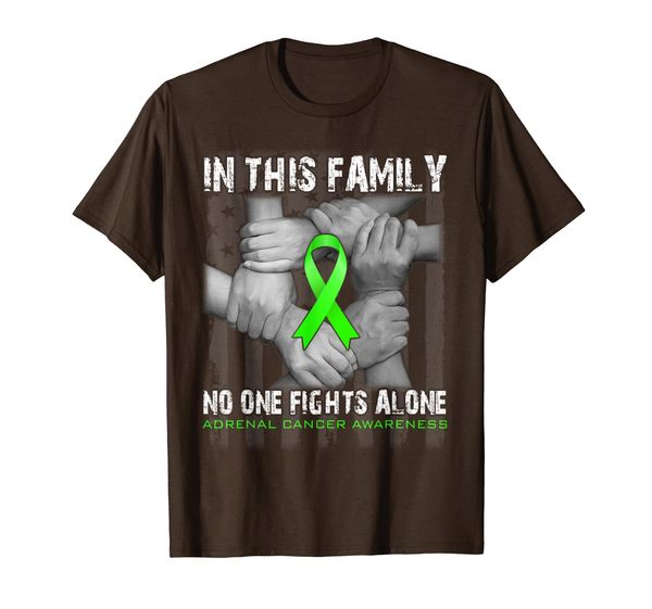 

in this family no one fights alone adrenal cancer awareness t-shirt, White;black