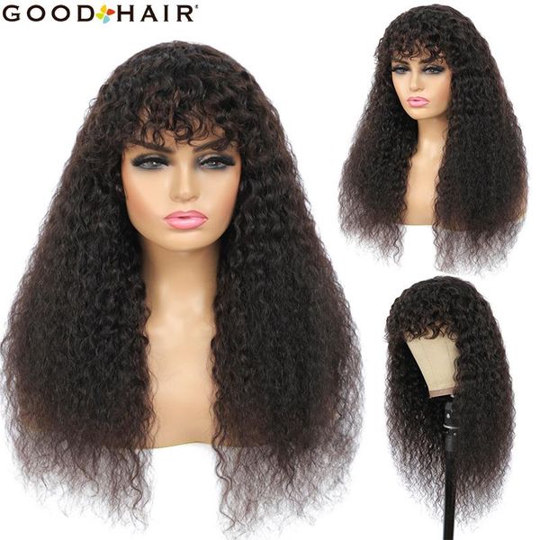 

hair bulks kinky straight human with bangs full machine made brazilian for black women natural color good