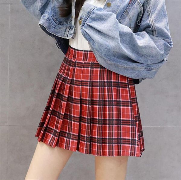 

summer pleated high waist womens skirt preppy style solid a line mini falda plisada faldas aesthetic harajuku clothes, Black