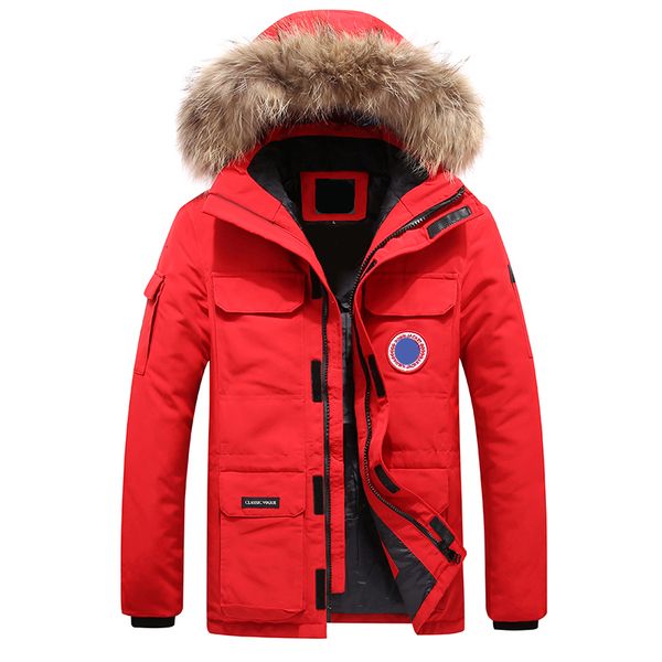 

winter men jas stand-up kraag down fat cape white duck parka capuchon donsjack, Black