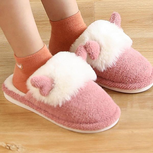 

couple plush winter slippers warm household women shoes ladies cotton platform cute female footwear, Black
