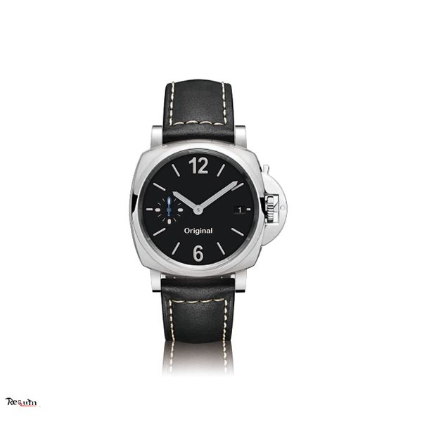 

men's luxury automatic mechanical watch requin pam 1950 silver white case brown alligator leather strap calendar bang sapphire mirror 1, Slivery;brown