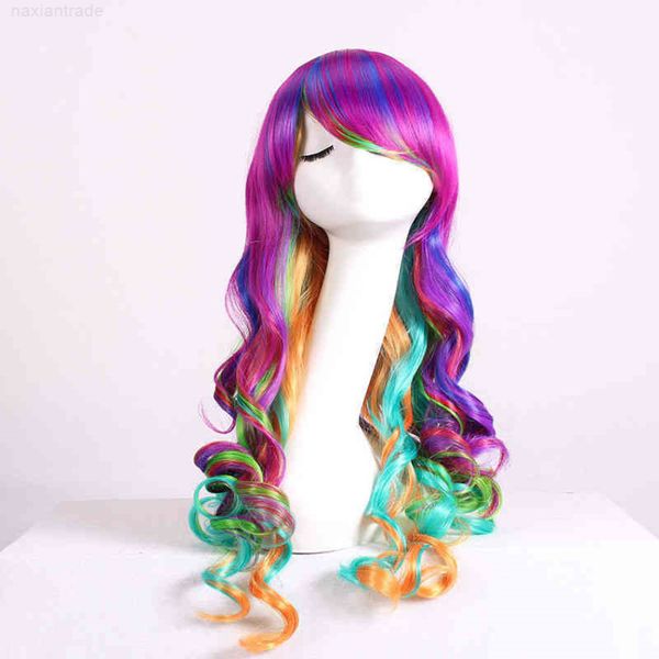 

wig yiwu animation cosplay colorful long curly wig women's small volume, Black