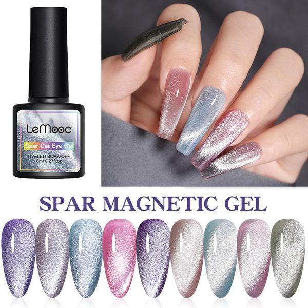 

nail gel lemooc 8ml spar cat magnetic varnish lacquers rainbow art manicures polish base coat, Red;pink