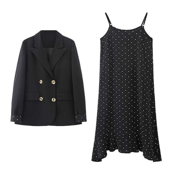 

plus size women's xl-5xl feminine suit jacket solid color ladies small elegant polka-dot sling dress women 210527, White