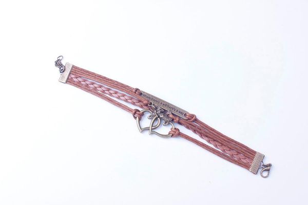 

link, chain friendship leather charm bracelet for women jewelry gift mujer pulseras #4j04, Black