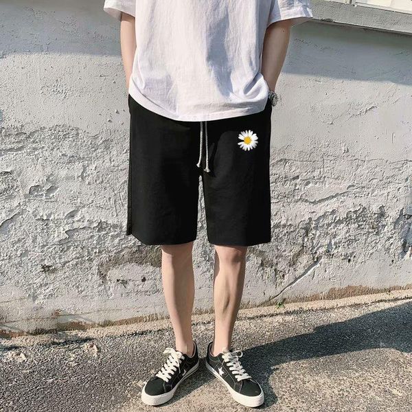 

men's summer print pants casual simple shorts korean fashion, White;black
