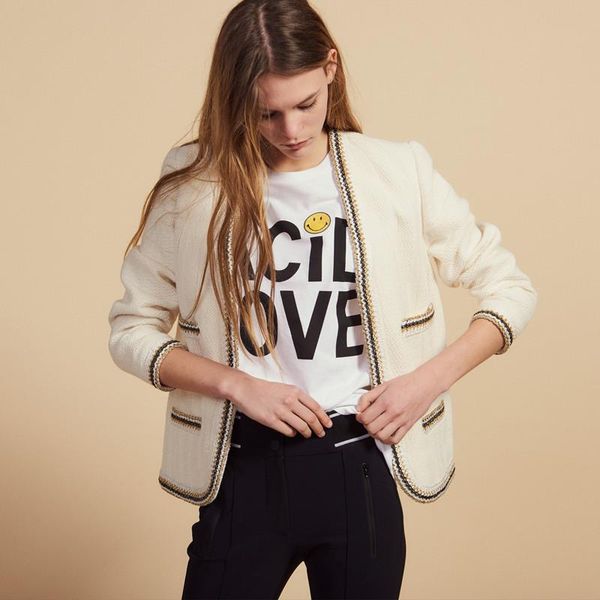 

women's jackets spring autumn arrival women short coat small fragrance style fringe tweed open stitch suit jacket, Black;brown