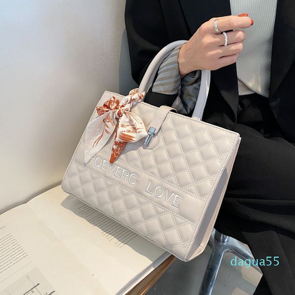 

70% off letter embroidered handbag 2021 summer new lingge embroidered silk scarf bow large capacity commuter messenger bag