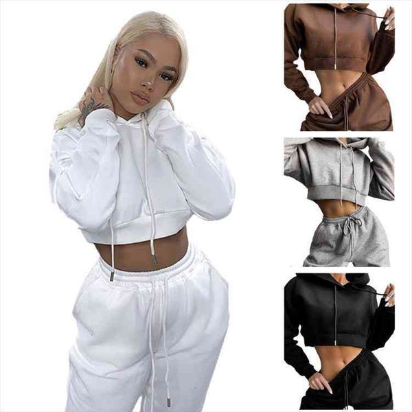 

womens plus size european and american fleece womens sports and leisure suits two piece outfits for sets for women, White