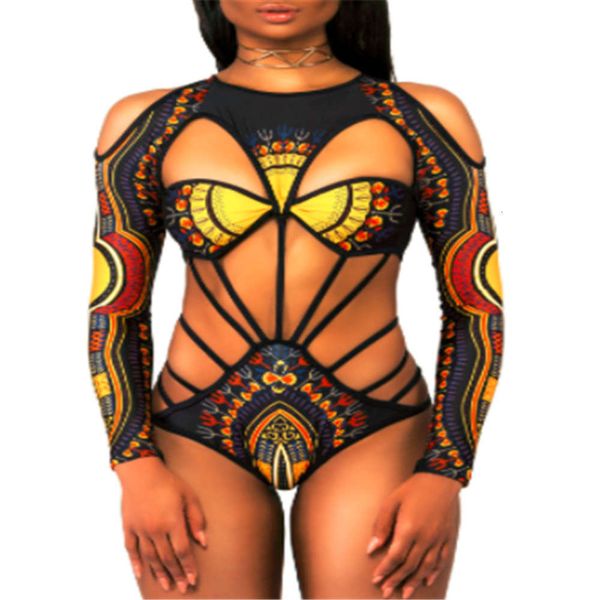 

2020 xingcheng baicheng bikini printed one piece swimsuit with sleeves, White;black